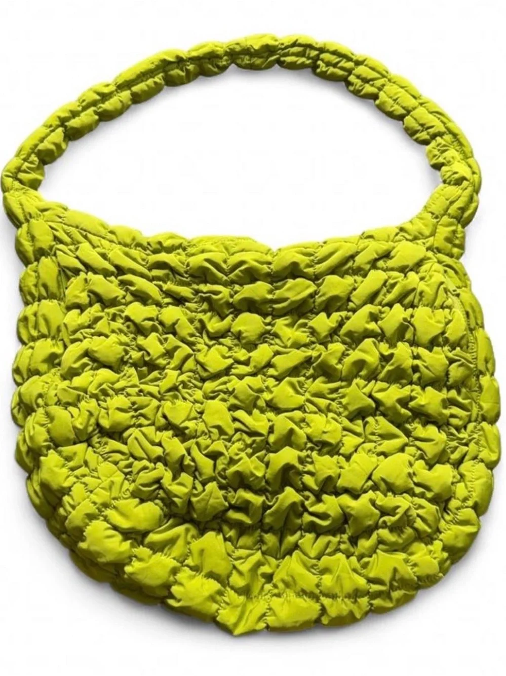 Woven Quilted Hobo Bag - Lime Green